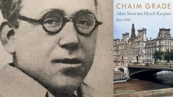 Passfoto schwarz-weiß, Chaim Grade und Buchcover: Ansicht von Paris
