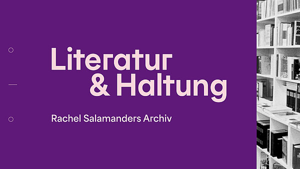Text-Bild Kachel mit Veranstaltungstitel und Porträtbild Rachel Salamander