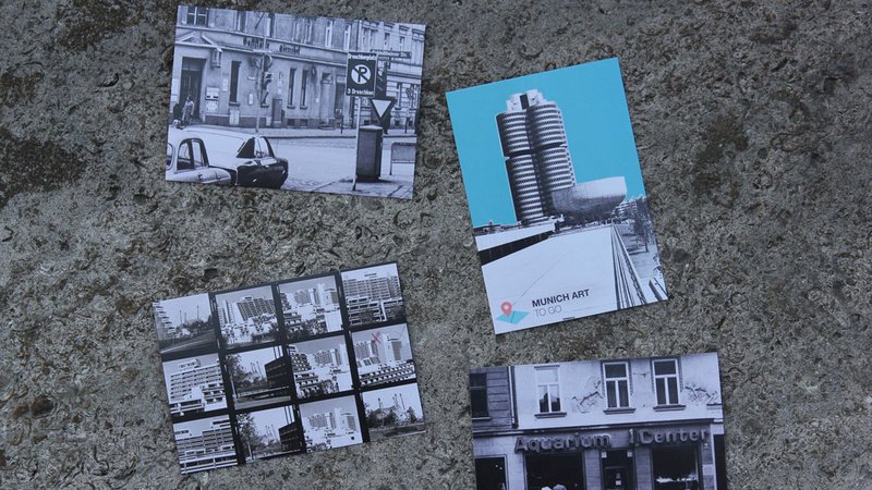 MunichArtToGo: Werbe-Postkarten mit historischen Fotos aus München Quelle: MunichArtToGo, Zentralinstitut für Kunstgeschichte 2023