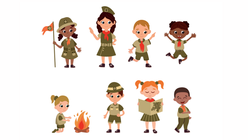Illustration von Pfadfinder-Kindern